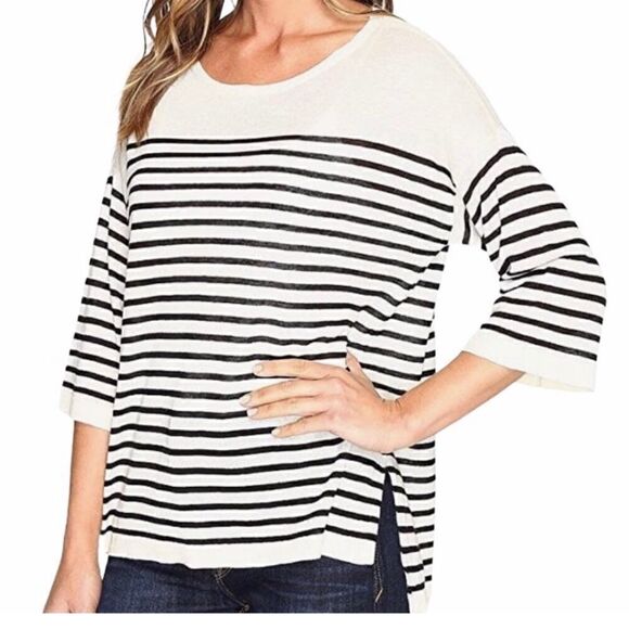 NYDJ Serra striped linen blend sweater in pink Size L - Picture 12 of 13